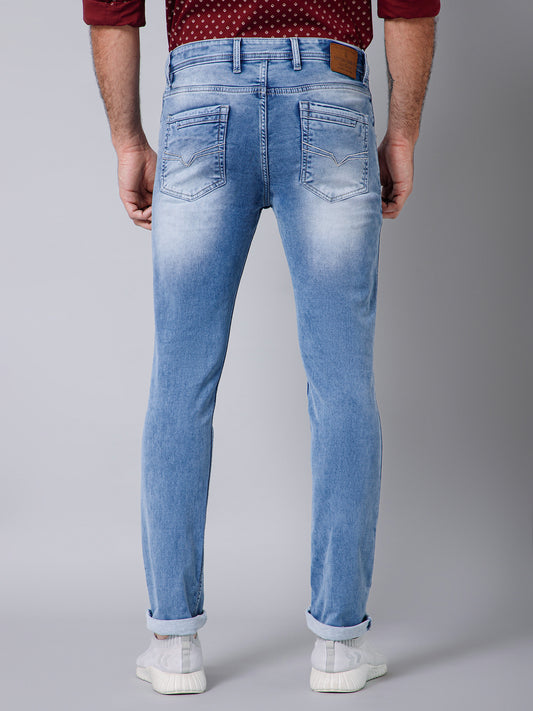 Denim Jeans for Men l Breathable & Soft with Color Fastness Ultra Narrow Fit Cotton Fabric Solid Pattern Button Closure