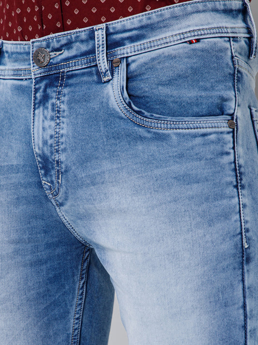 Denim Jeans for Men l Breathable & Soft with Color Fastness Ultra Narrow Fit Cotton Fabric Solid Pattern Button Closure