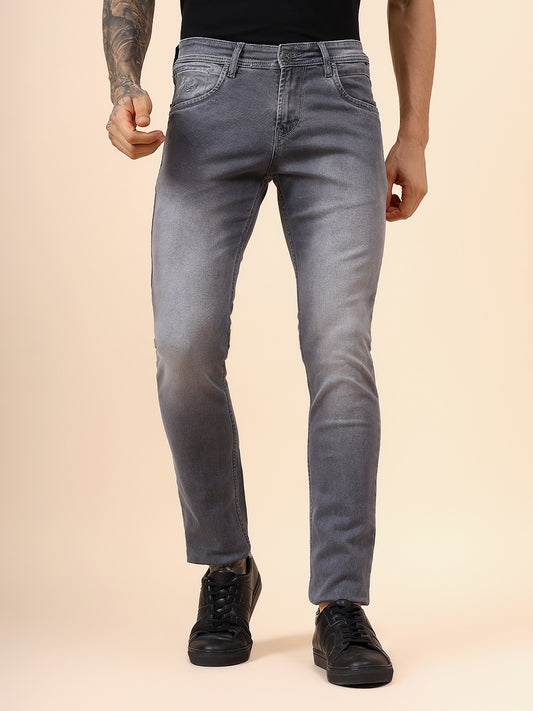 Denim Jeans for Men l Breathable & Soft with Color Fastness Ultra Narrow Fit Cotton Fabric Solid Pattern Button Closure