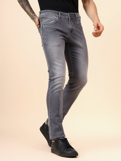 Denim Jeans for Men l Breathable & Soft with Color Fastness Ultra Narrow Fit Cotton Fabric Solid Pattern Button Closure