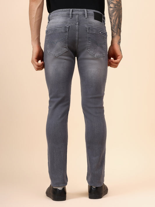 Denim Jeans for Men l Breathable & Soft with Color Fastness Ultra Narrow Fit Cotton Fabric Solid Pattern Button Closure