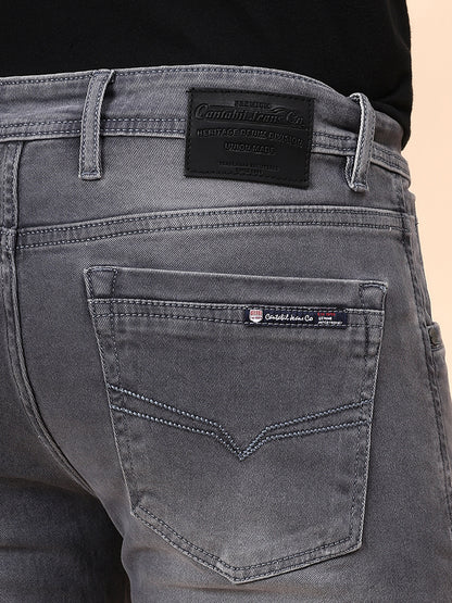 Denim Jeans for Men l Breathable & Soft with Color Fastness Ultra Narrow Fit Cotton Fabric Solid Pattern Button Closure