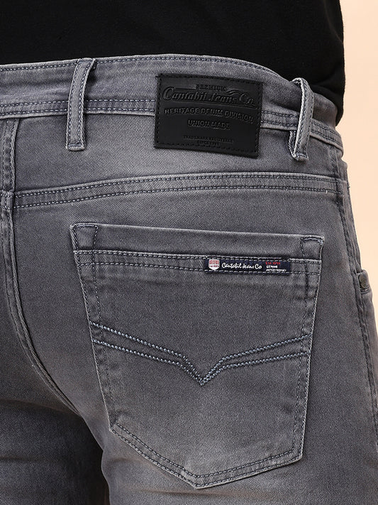 Denim Jeans for Men l Breathable & Soft with Color Fastness Ultra Narrow Fit Cotton Fabric Solid Pattern Button Closure