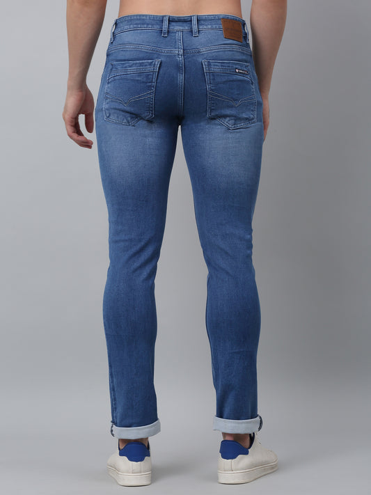 Denim Jeans for Men l Breathable & Soft with Color Fastness Ultra Narrow Fit Cotton Fabric Solid Pattern Button Closure