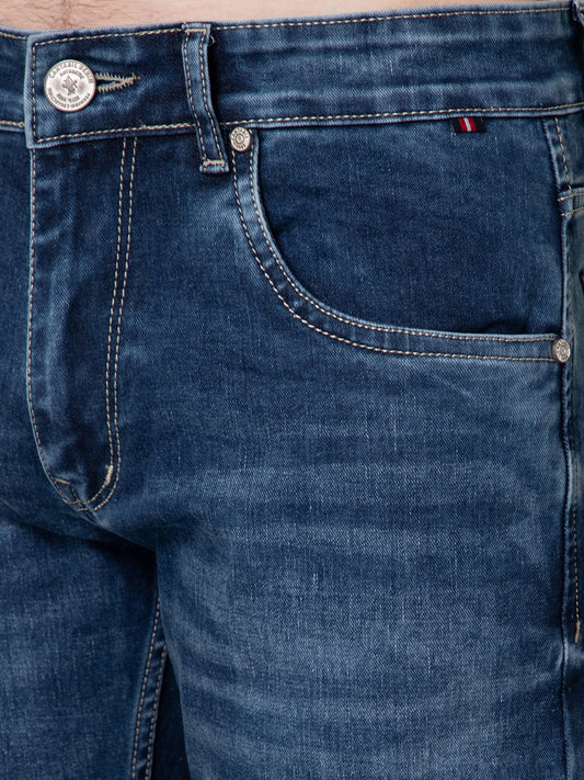 Denim Jeans for Men l Breathable & Soft with Color Fastness Ultra Narrow Fit Cotton Fabric Solid Pattern Button Closure