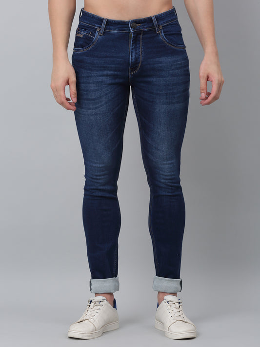 Denim Jeans for Men l Breathable & Soft with Color Fastness Ultra Narrow Fit Cotton Fabric Solid Pattern Button Closure