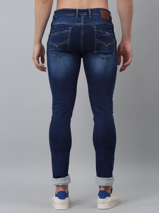 Denim Jeans for Men l Breathable & Soft with Color Fastness Ultra Narrow Fit Cotton Fabric Solid Pattern Button Closure