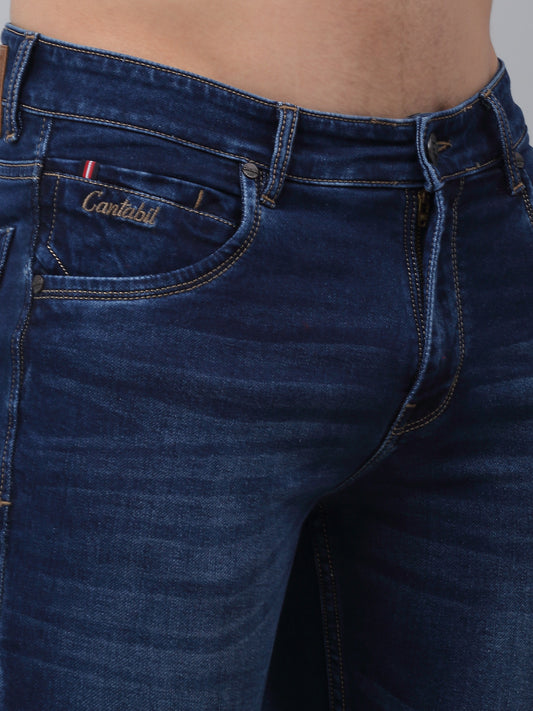 Denim Jeans for Men l Breathable & Soft with Color Fastness Ultra Narrow Fit Cotton Fabric Solid Pattern Button Closure