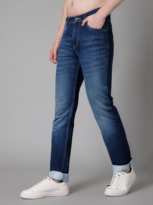 Denim Jeans for Men l Breathable & Soft with Color Fastness Ultra Narrow Fit Cotton Fabric Solid Pattern Button Closure