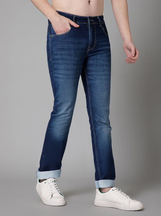 Denim Jeans for Men l Breathable & Soft with Color Fastness Ultra Narrow Fit Cotton Fabric Solid Pattern Button Closure