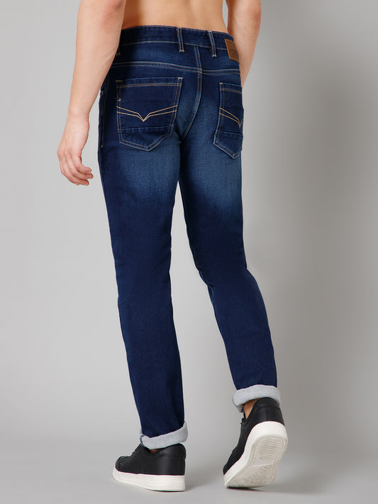 Denim Jeans for Men l Breathable & Soft with Color Fastness Ultra Narrow Fit Cotton Fabric Solid Pattern Button Closure