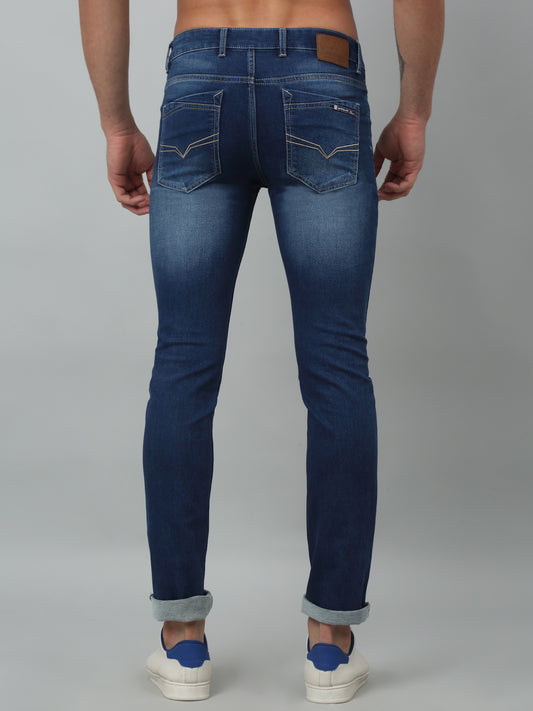 Denim Jeans for Men l Breathable & Soft with Color Fastness Ultra Narrow Fit Cotton Fabric Solid Pattern Button Closure