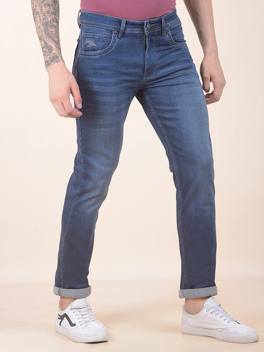 Men's Dark Mercerised Slim Fit Casual Denim Jeans