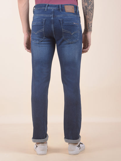 Men's Dark Mercerised Slim Fit Casual Denim Jeans