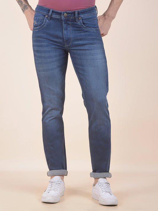 Men's Dark Mercerised Slim Fit Casual Denim Jeans