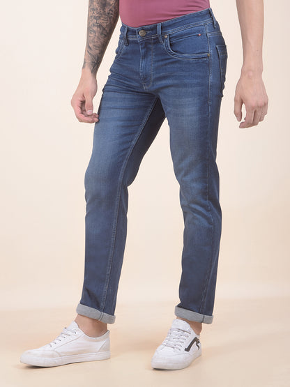 Men's Dark Mercerised Slim Fit Casual Denim Jeans