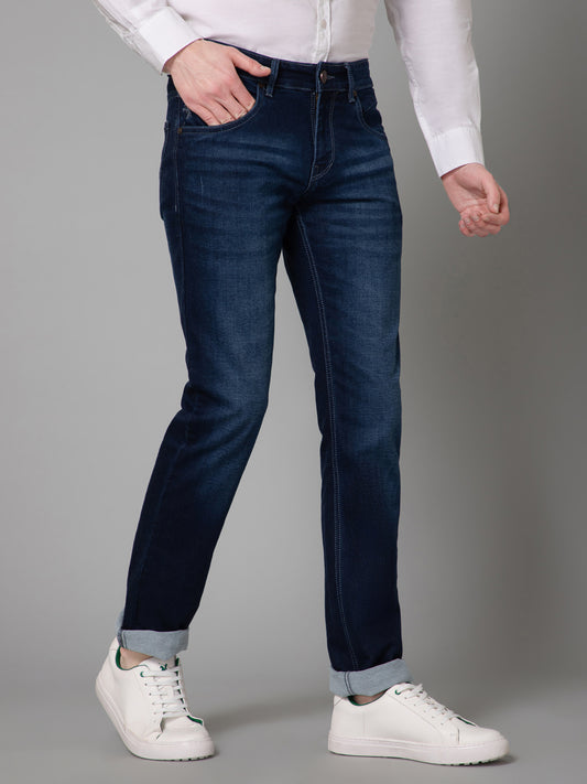 Denim Jeans for Men l Breathable & Soft with Color Fastness Ultra Narrow Fit Cotton Fabric Solid Pattern Button Closure