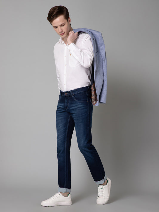 Denim Jeans for Men l Breathable & Soft with Color Fastness Ultra Narrow Fit Cotton Fabric Solid Pattern Button Closure