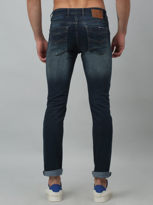 Denim Jeans for Men l Breathable & Soft with Color Fastness Ultra Narrow Fit Cotton Fabric Solid Pattern Button Closure
