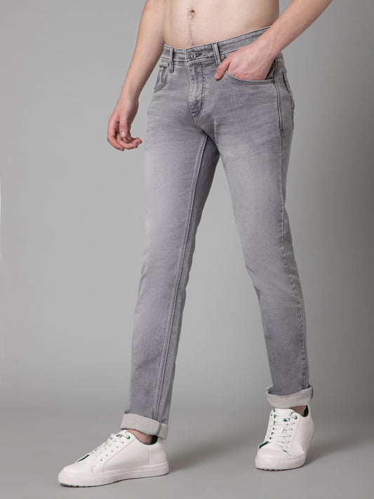 Denim Jeans for Men l Breathable & Soft with Color Fastness Ultra Narrow Fit Cotton Fabric Solid Pattern Button Closure