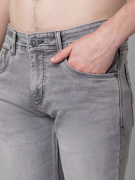 Denim Jeans for Men l Breathable & Soft with Color Fastness Ultra Narrow Fit Cotton Fabric Solid Pattern Button Closure