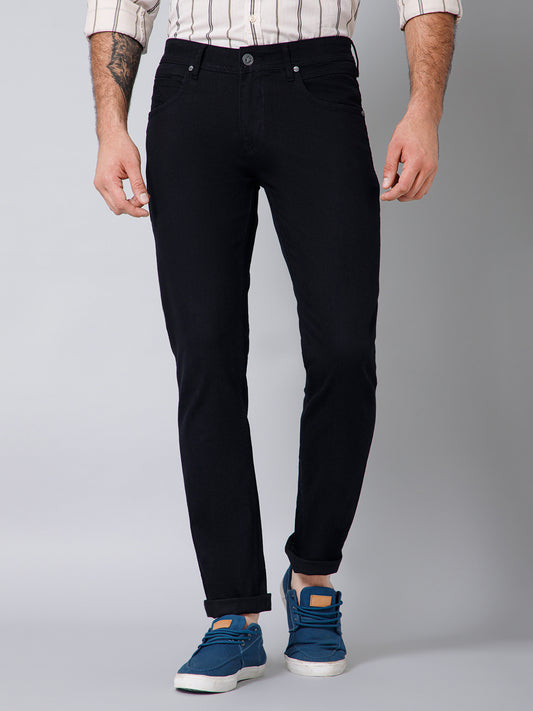 Denim Jeans for Men l Breathable & Soft with Color Fastness Ultra Narrow Fit Cotton Fabric Solid Pattern Button Closure