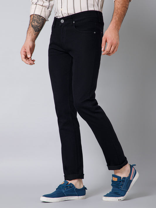 Denim Jeans for Men l Breathable & Soft with Color Fastness Ultra Narrow Fit Cotton Fabric Solid Pattern Button Closure