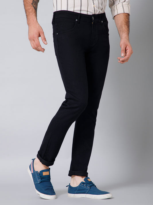 Denim Jeans for Men l Breathable & Soft with Color Fastness Ultra Narrow Fit Cotton Fabric Solid Pattern Button Closure