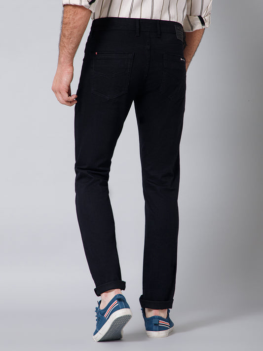 Denim Jeans for Men l Breathable & Soft with Color Fastness Ultra Narrow Fit Cotton Fabric Solid Pattern Button Closure