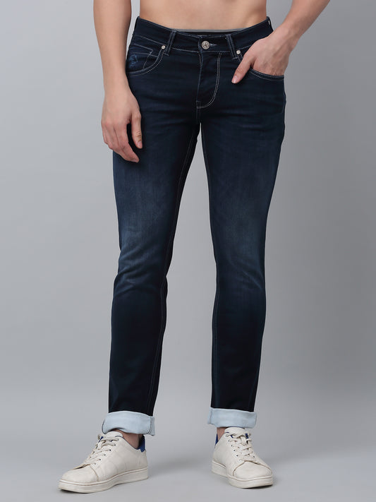 Denim Jeans for Men l Breathable & Soft with Color Fastness Ultra Narrow Fit Cotton Fabric Solid Pattern Button Closure