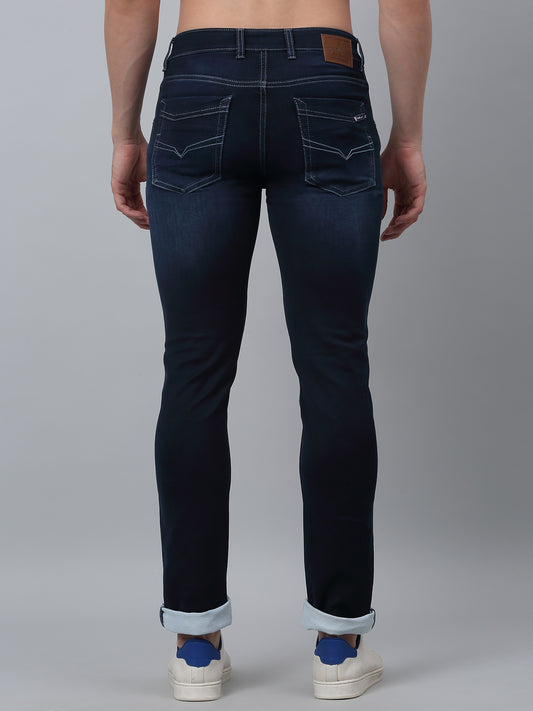 Denim Jeans for Men l Breathable & Soft with Color Fastness Ultra Narrow Fit Cotton Fabric Solid Pattern Button Closure