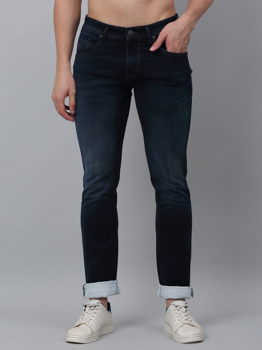 Denim Jeans for Men l Breathable & Soft with Color Fastness Ultra Narrow Fit Cotton Fabric Solid Pattern Button Closure