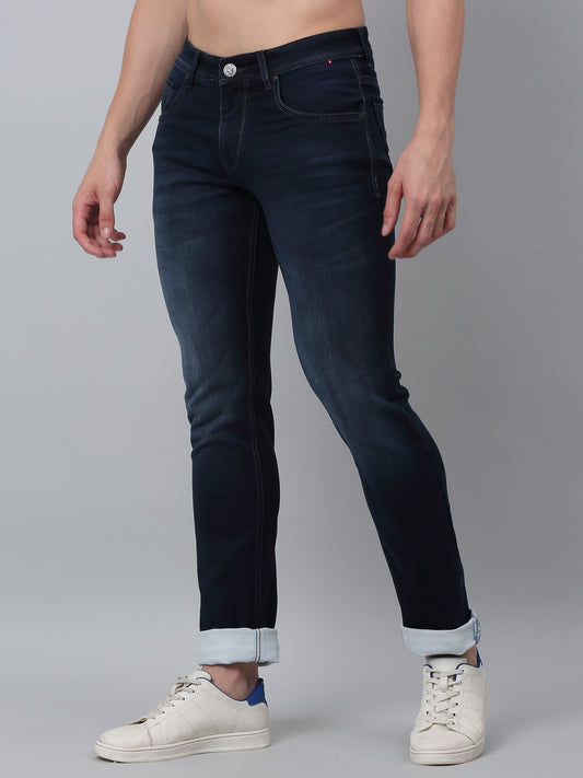 Denim Jeans for Men l Breathable & Soft with Color Fastness Ultra Narrow Fit Cotton Fabric Solid Pattern Button Closure