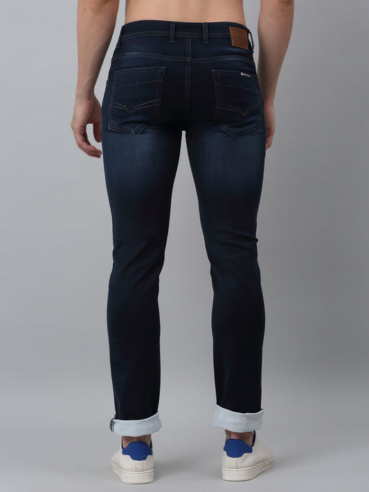 Denim Jeans for Men l Breathable & Soft with Color Fastness Ultra Narrow Fit Cotton Fabric Solid Pattern Button Closure