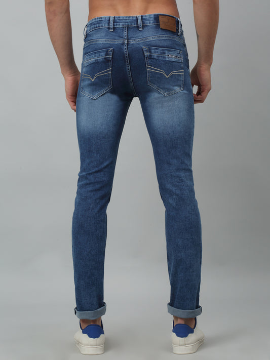 Denim Jeans for Men l Breathable & Soft with Color Fastness Ultra Narrow Fit Cotton Fabric Solid Pattern Button Closure