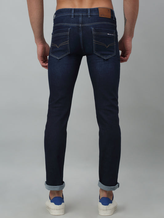 Denim Jeans for Men l Breathable & Soft with Color Fastness Ultra Narrow Fit Cotton Fabric Solid Pattern Button Closure