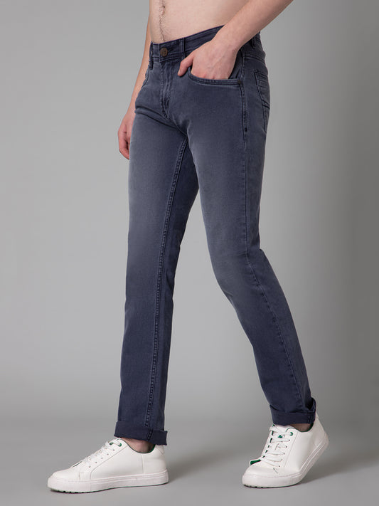 Denim Jeans for Men l Breathable & Soft with Color Fastness Ultra Narrow Fit Cotton Fabric Solid Pattern Button Closure