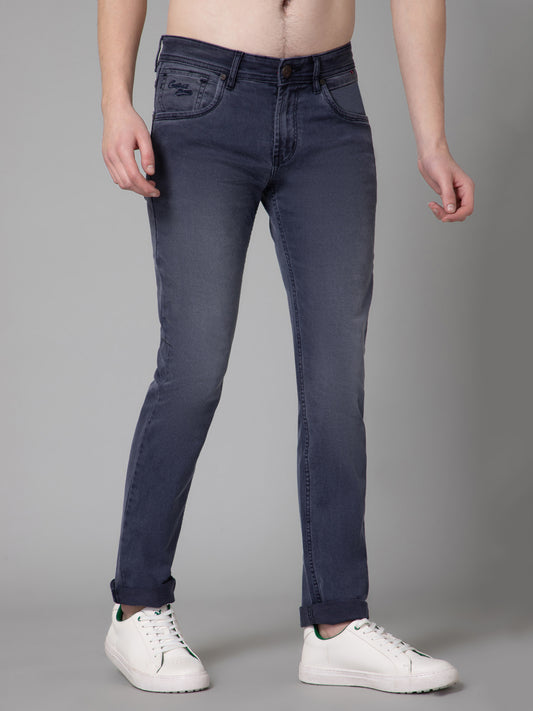 Denim Jeans for Men l Breathable & Soft with Color Fastness Ultra Narrow Fit Cotton Fabric Solid Pattern Button Closure