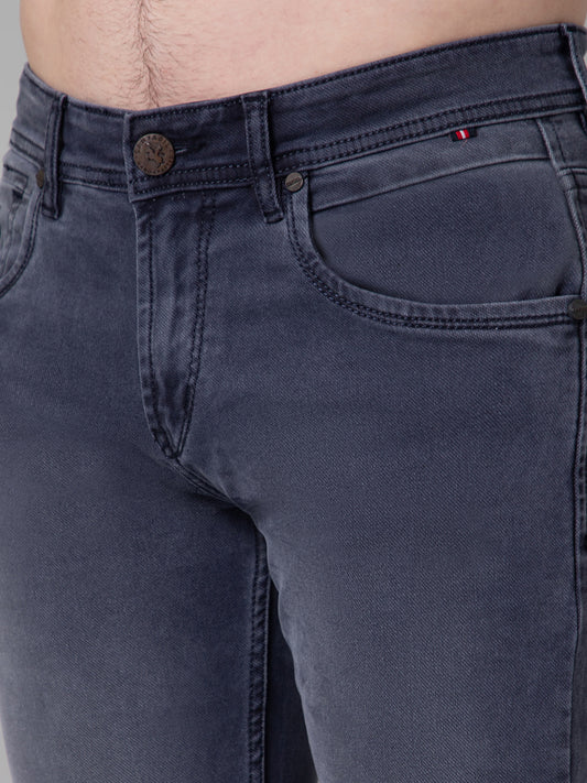 Denim Jeans for Men l Breathable & Soft with Color Fastness Ultra Narrow Fit Cotton Fabric Solid Pattern Button Closure