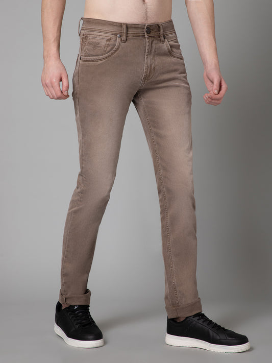 Denim Jeans for Men l Breathable & Soft with Color Fastness Ultra Narrow Fit Cotton Fabric Solid Pattern Button Closure