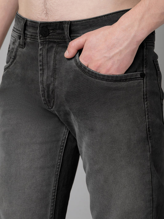 Denim Jeans for Men l Breathable & Soft with Color Fastness Ultra Narrow Fit Cotton Fabric Solid Pattern Button Closure