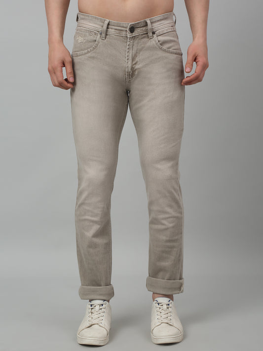 Denim Jeans for Men l Breathable & Soft with Color Fastness Ultra Narrow Fit Cotton Fabric Solid Pattern Button Closure