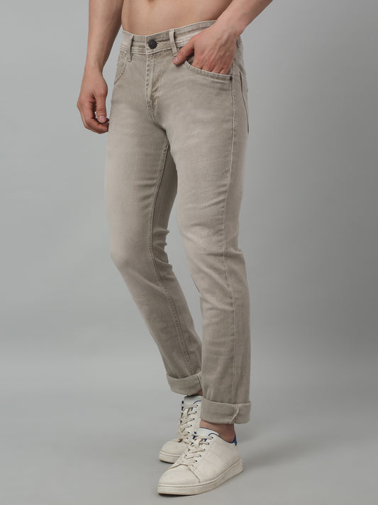 Denim Jeans for Men l Breathable & Soft with Color Fastness Ultra Narrow Fit Cotton Fabric Solid Pattern Button Closure