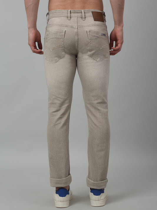 Denim Jeans for Men l Breathable & Soft with Color Fastness Ultra Narrow Fit Cotton Fabric Solid Pattern Button Closure