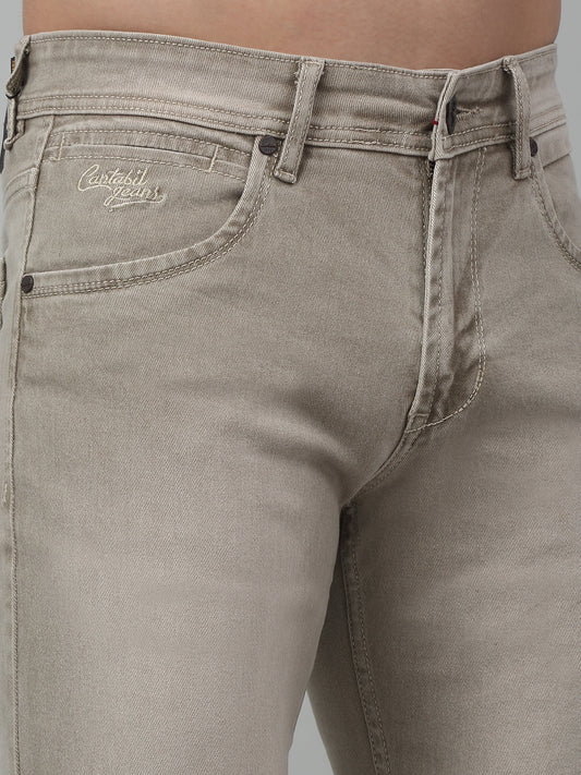 Denim Jeans for Men l Breathable & Soft with Color Fastness Ultra Narrow Fit Cotton Fabric Solid Pattern Button Closure