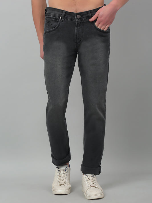 Denim Jeans for Men l Breathable & Soft with Color Fastness Ultra Narrow Fit Cotton Fabric Solid Pattern Button Closure