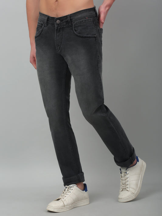 Denim Jeans for Men l Breathable & Soft with Color Fastness Ultra Narrow Fit Cotton Fabric Solid Pattern Button Closure
