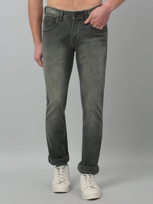 Denim Jeans for Men l Breathable & Soft with Color Fastness Ultra Narrow Fit Cotton Fabric Solid Pattern Button Closure