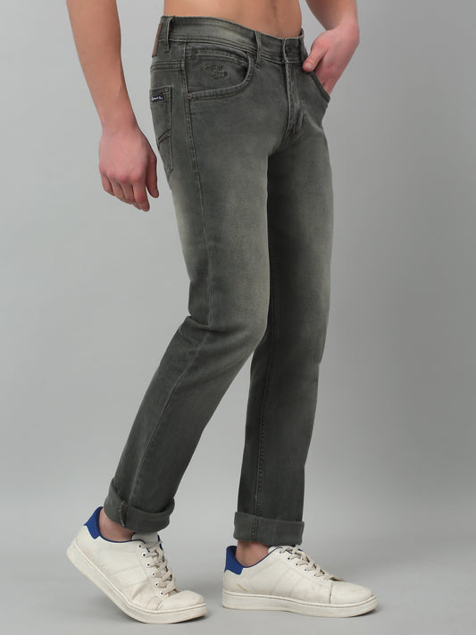 Denim Jeans for Men l Breathable & Soft with Color Fastness Ultra Narrow Fit Cotton Fabric Solid Pattern Button Closure