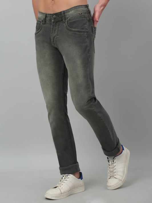 Denim Jeans for Men l Breathable & Soft with Color Fastness Ultra Narrow Fit Cotton Fabric Solid Pattern Button Closure